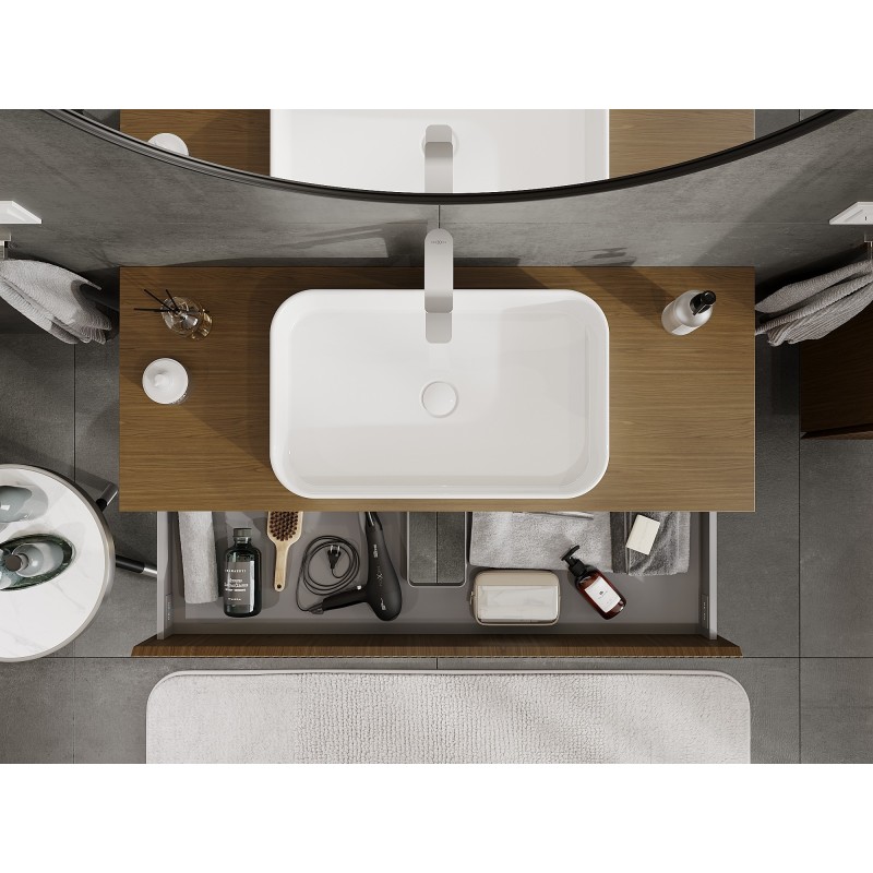 Mexen Rivel dulap de baie sub lavoar 120 cm cu blat, 2 sertare, nervurat, nuc - 91A20-12047-2-BFFC86