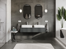 Mexen Rivel dulap de baie sub chiuvetă 140 cm cu blat, 1 sertar, canelat, grafit mat - 91A20-14023-1-BFC66