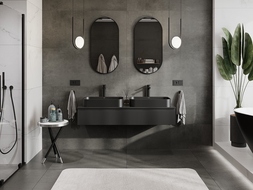 Mexen Rivel dulap baie sub chiuvetă 140 cm cu blat, 1 sertar, frezat, negru mat - 91A20-14023-1-BFC71