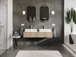 Mexen Rivel dulap baie sub lavoar 140 cm cu blat, 1 sertar, canelat, stejar - 91A20-14023-1-BFC81