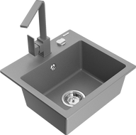 Mexen Milo chiuvetă de granit cu 1 compartiment cu baterie de bucătărie Rita, gri - 6505-71-670300-71