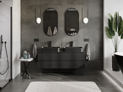 Mexen Rivel dulap pentru baie sub lavoar 140 cm cu blat, 2 sertare, cu rifluri, negru mat - 91A20-14047-2-BFFC71