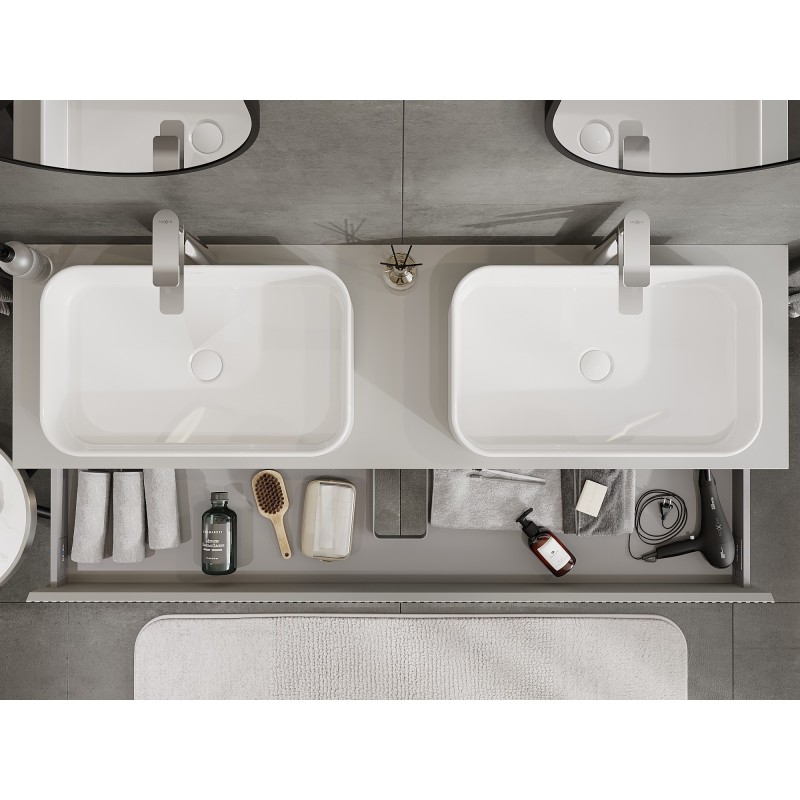 Mexen Rivel dulap baie sub chiuvetă 160 cm cu blat, 1 sertar, canelat, gri mat - 91A20-16023-1-BFC62