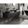 Mexen Rivel dulap baie cu blat de 160 cm, 1 sertar, textură rificată, negru mat - 91A20-16023-1-BFC71
