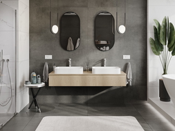 Mexen Rivel dulap de baie sub lavoar 160 cm cu blat, 1 sertar, striat, stejar - 91A20-16023-1-BFC81