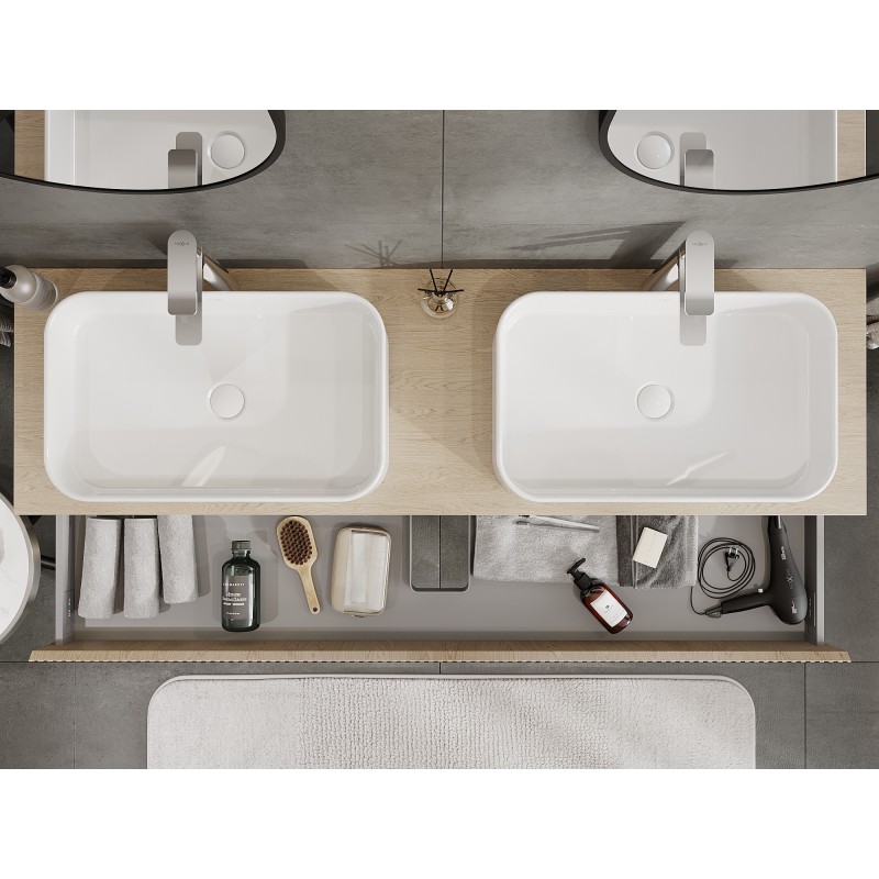 Mexen Rivel dulap de baie sub lavoar 160 cm cu blat, 1 sertar, striat, stejar - 91A20-16023-1-BFC81