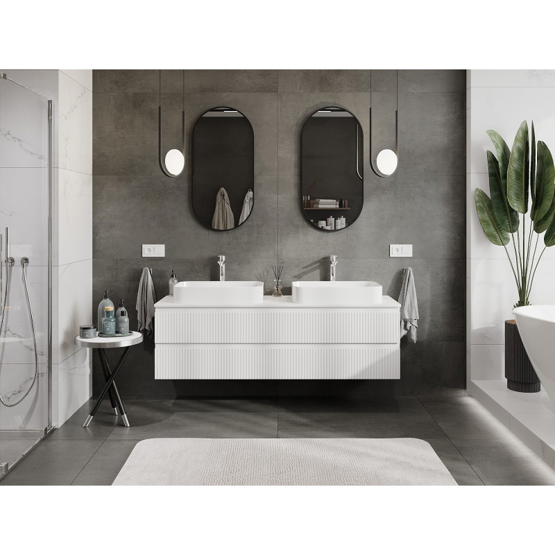 Mexen Rivel dulap baie pentru chiuvetă 160 cm cu blat, 2 sertare, canelat, alb mat - 91A20-16047-2-BFFC01
