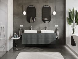 Mexen Rivel dulap baie sub chiuvetă 160 cm cu blat, 2 sertare, striat, grafit mat - 91A20-16047-2-BFFC66