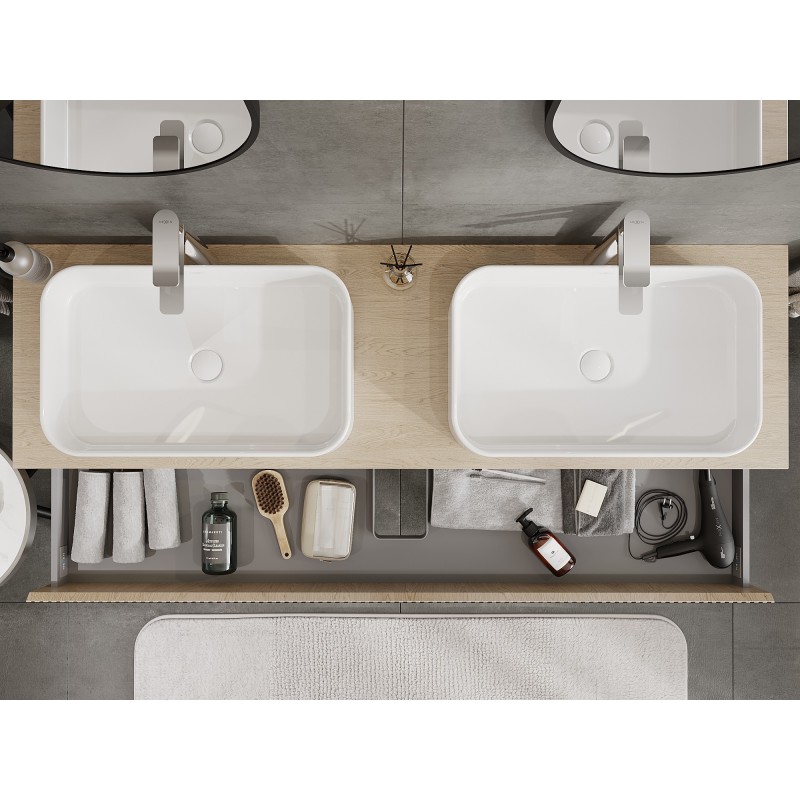 Mexen Rivel dulap baie sub chiuvetă 160 cm cu blat, 2 sertare, canelat, stejar - 91A20-16047-2-BFFC81