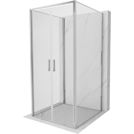 Mexen Exo-B Duo 3S 3-falú, nyíló ajtós zuhanykabin 70 x 70 cm, átlátszó, króm - 814-070-070-01-00-3S