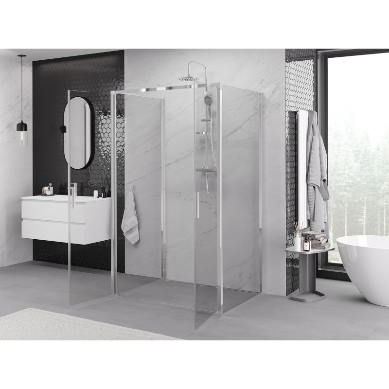 Mexen Exo-B Duo 3S cabina de duș în trei părți, cu balamale, 90 x 70 cm, transparent, crom - 814-090-070-01-00-3S