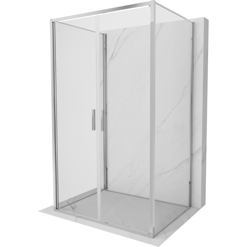Mexen Exo-B Duo 3S 3-falú zuhanykabin nyitható 80 x 75 cm, áttetsző, króm - 814-080-075-01-00-3S