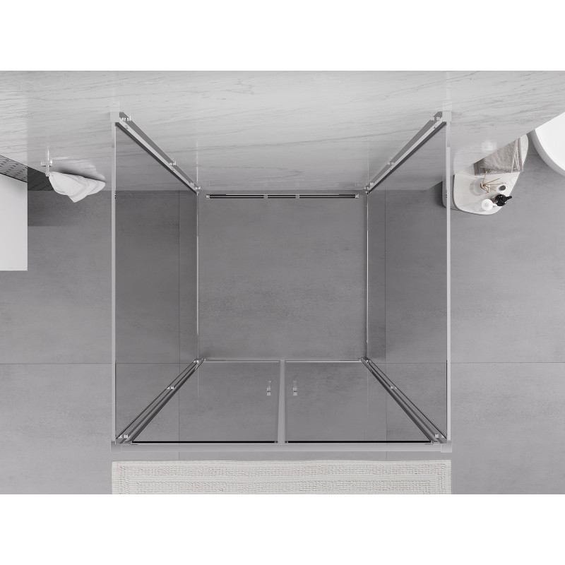 Mexen Exo-B Duo 3S cabina de duș cu 3 pereți, cu ușă batantă, 80 x 80 cm, transparentă, crom - 814-080-080-01-00-3S