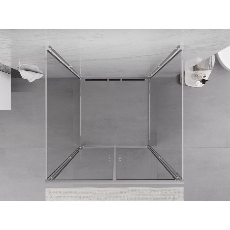 Mexen Exo-3S cabina de duș cu 3 pereți, pivotantă 100 x 100 cm, transparentă, crom - 814-100-100-01-00-3S