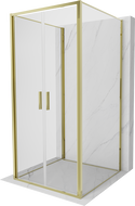 Mexen Exo-B Duo 3S cabina de duș cu 3 pereți, ușă batantă, 80 x 80 cm, transparentă, aurie - 814-080-080-50-00-3S