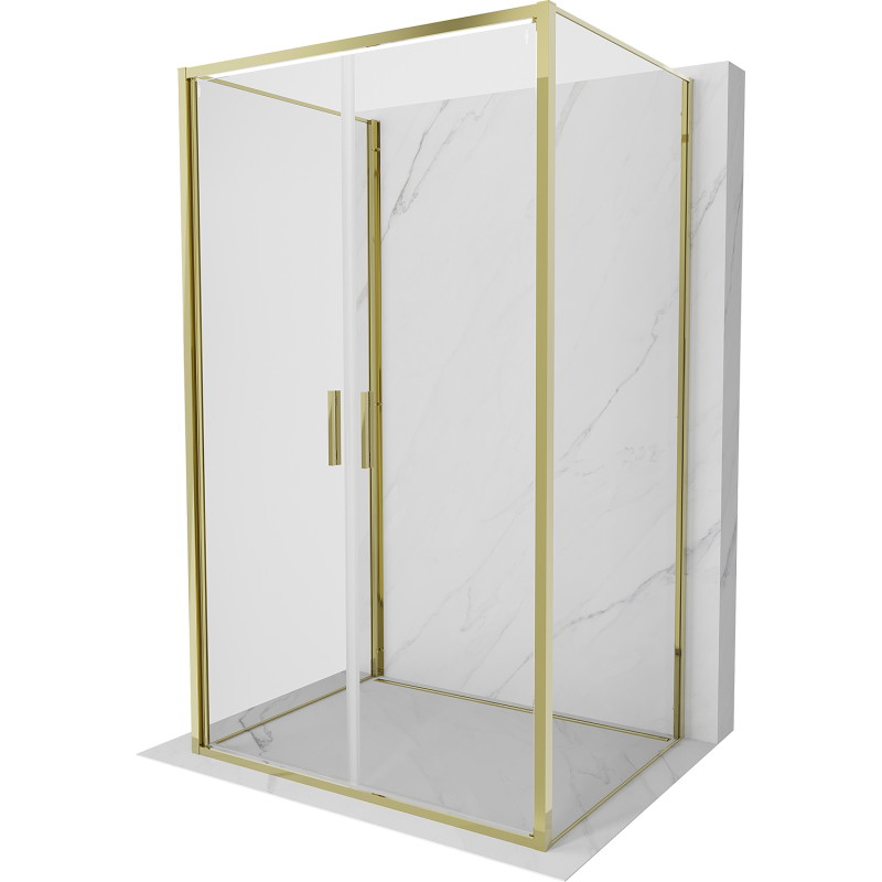 Mexen Exo-B Duo 3S cabina de duș cu 3 pereți, cu balamale 90 x 70 cm, transparentă, aurie - 814-090-070-50-00-3S