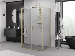Mexen Exo-B Duo 3S 3-falú zuhanykabin, kihajtható 70 x 85 cm, átlátszó, arany - 814-070-085-50-00-3S