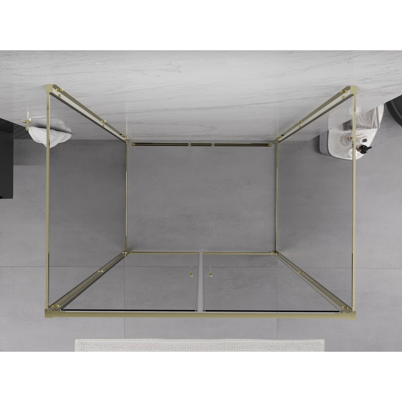 Mexen Exo-B Duo 3S cabina de duș cu 3 pereți, rabatabilă 90 x 120 cm, transparentă, aurie - 814-090-120-50-00-3S