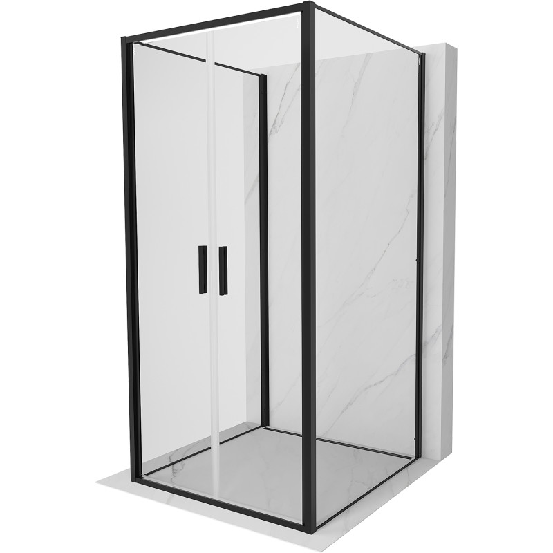 Mexen Exo-B Duo 3S cabina de duș pliabilă pe trei laturi 80 x 80 cm, transparent, neagră - 814-080-080-70-00-3S