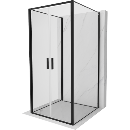 Mexen Exo-B Duo 3S cabina de duș pliantă pe 3 laturi, 90 x 90 cm, transparentă, neagră - 814-090-090-70-00-3S