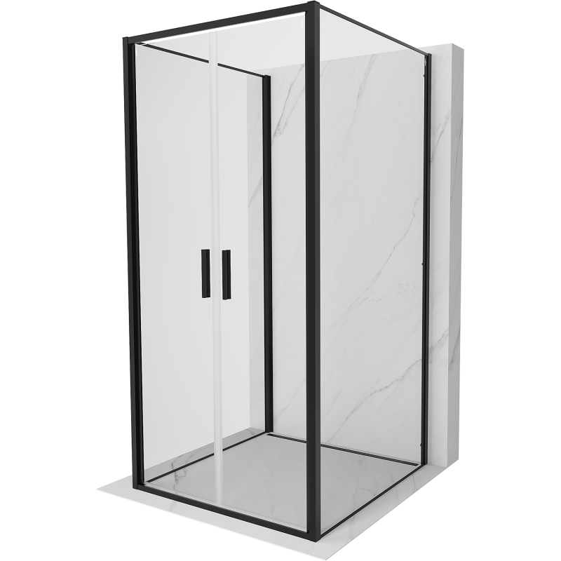 Mexen Exo-3S cabina de duș cu 3 laturi, cu deschidere, 110 x 110 cm, transparent, neagră - 814-110-110-70-00-3S