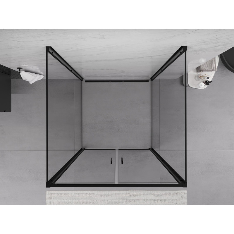 Mexen Exo-B Duo 3S 3 falú, 80 x 80 cm méretű zuhanykabin, átlátszó, fekete - 814-080-080-70-00-3S