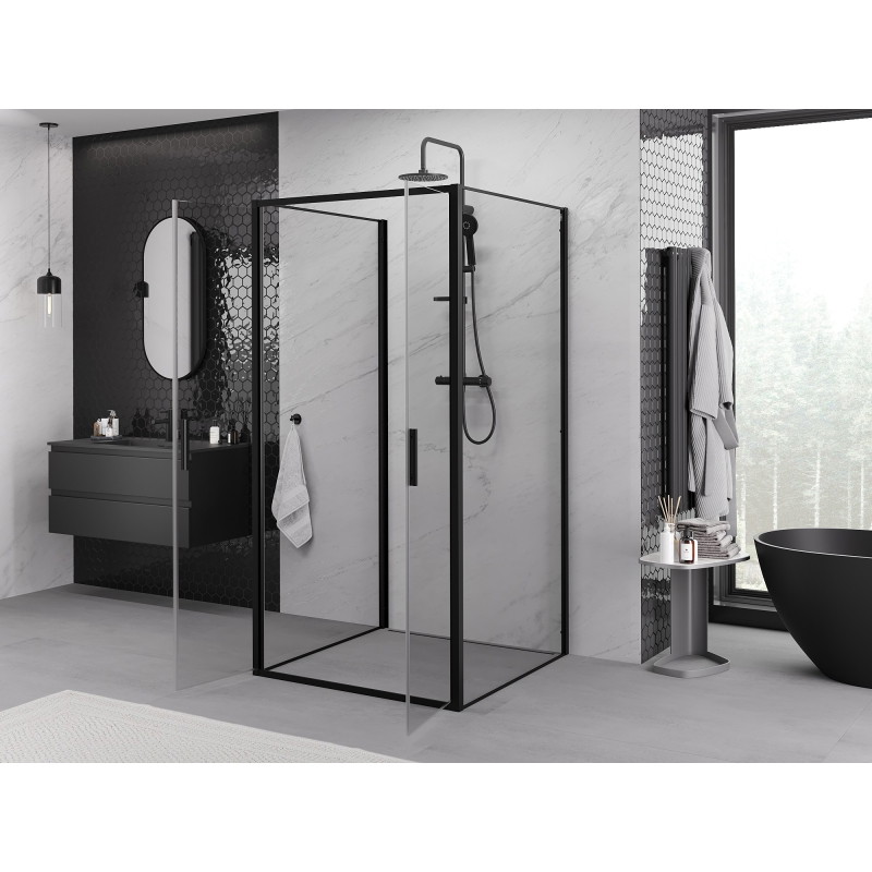 Mexen Exo-B Duo 3S cabină de duș 3-pereti cu ușă rabatabilă 120 x 120 cm, transparentă, neagră - 814-120-120-70-00-3S