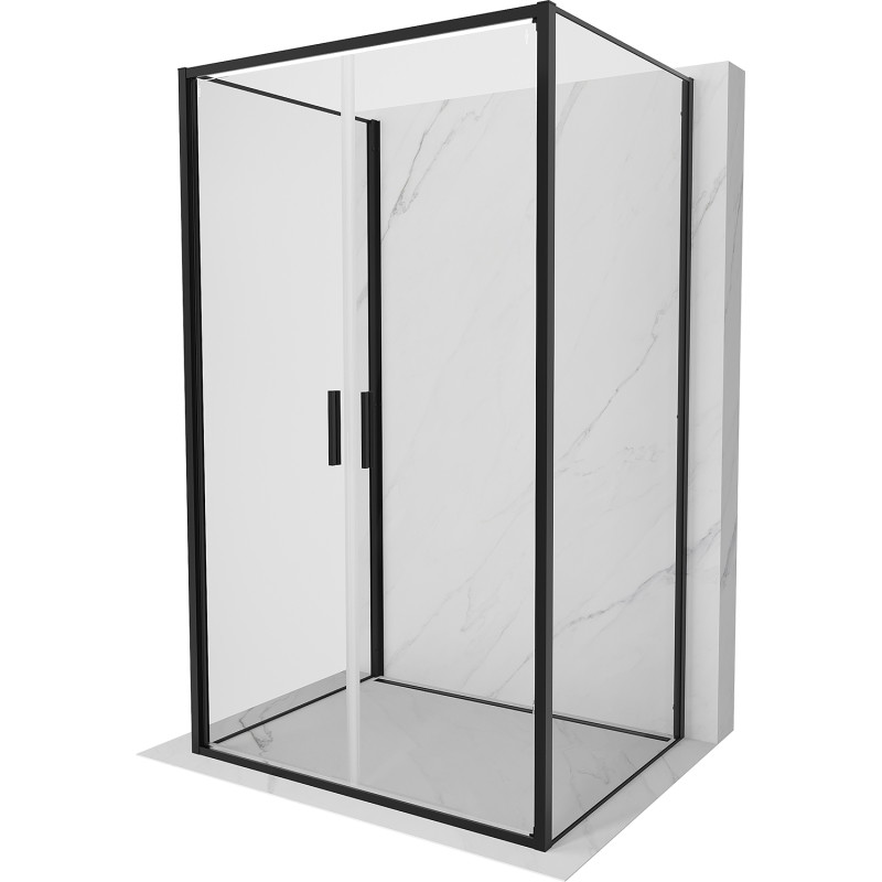 Mexen Exo-B Duo 3S Cabină de duș cu 3 pereți, ușă batantă, 90 x 70 cm, transparentă, neagră - 814-090-070-70-00-3S