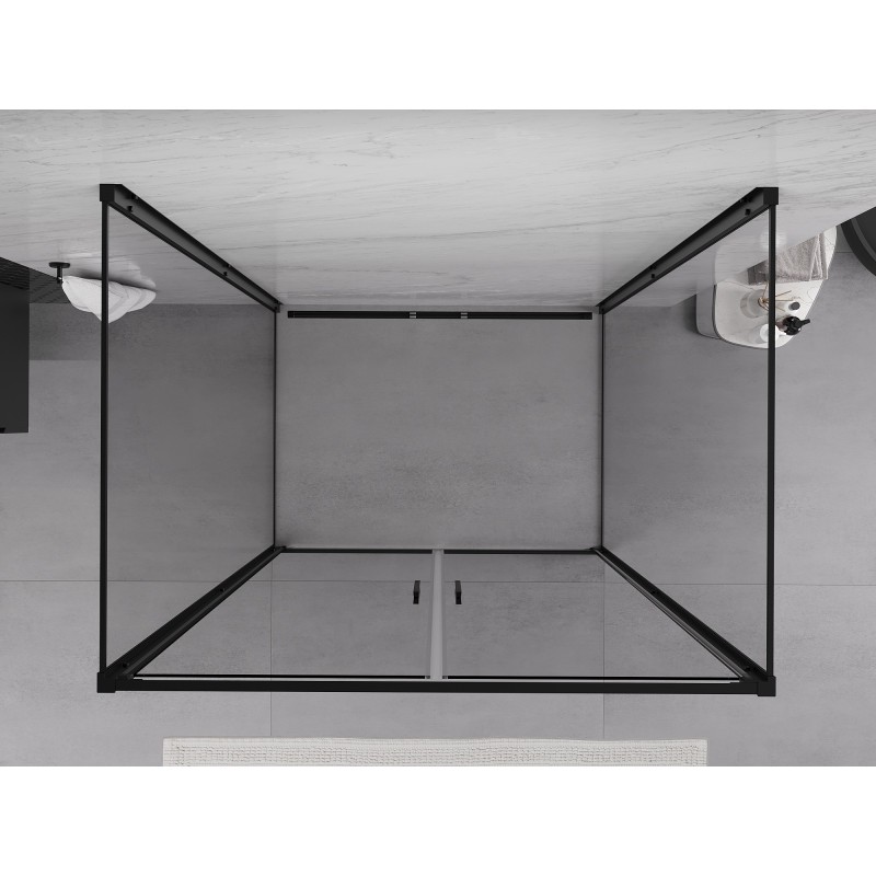 Mexen Exo-3S 3-falú zuhanykabin, nyíló ajtóval, 80 x 110 cm, átlátszó, fekete - 814-080-110-70-00-3S