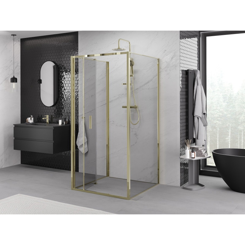 Mexen Exo-F 3S cabina de duș pliată cu 3 pereți 80 x 80 cm, transparentă, aurie - 816-080-080-50-00-3S