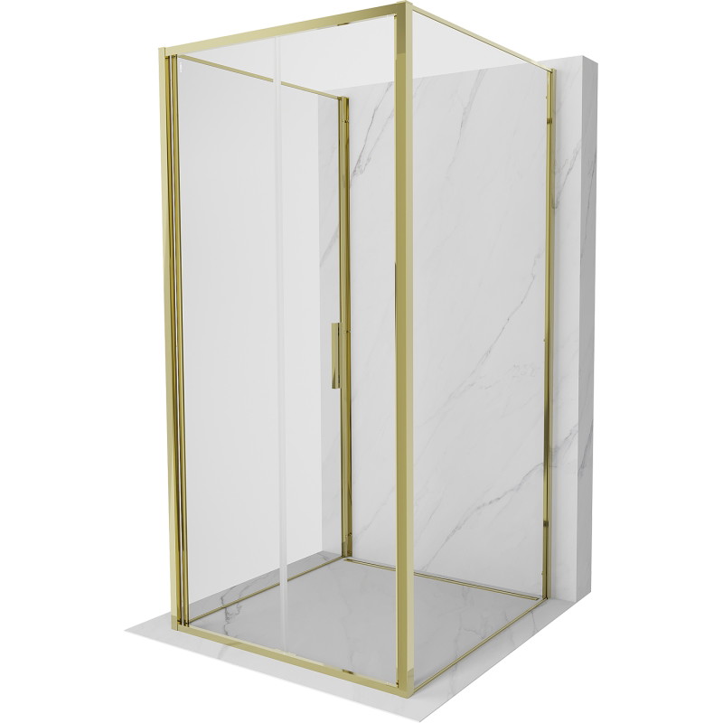 Mexen Exo-F 3S cabina de duș pliată cu 3 pereți 80 x 80 cm, transparentă, aurie - 816-080-080-50-00-3S