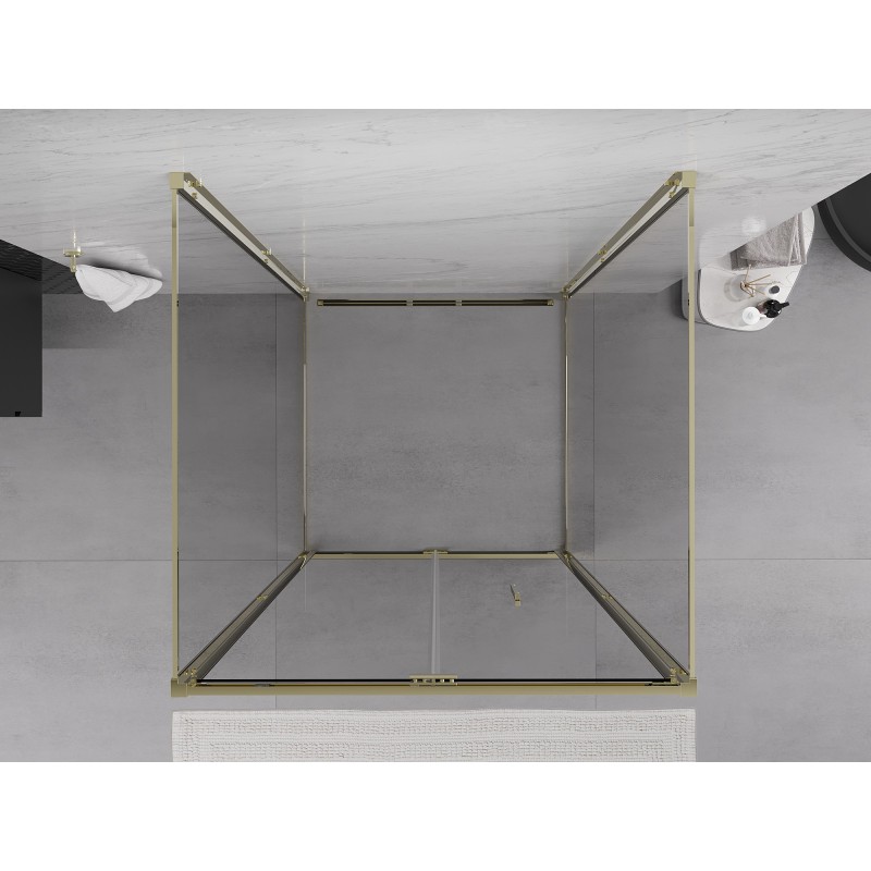 Mexen Exo-3S cabina de duș cu 3 pereți pliabilă 85 x 85 cm, transparentă, aurie - 816-085-085-50-00-3S
