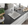 Mexen Vito chiuvetă de granit cu 1 compartiment cu baterie de bucătărie Rita, alb - 6503-20-670300-00