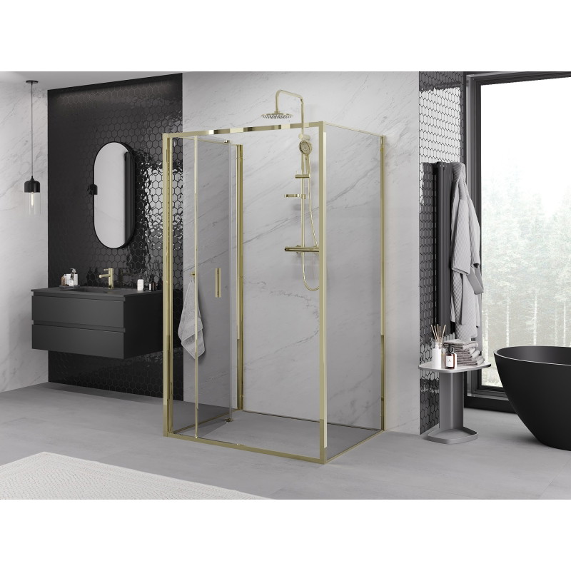 Mexen Exo-F 3S 3 oldalas, összecsukható zuhanykabin 120 x 70 cm, átlátszó, arany - 816-120-070-50-00-3S
