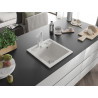 Mexen Vito chiuvetă de bucătărie din granit 1-cameră cu baterie de bucătărie Rita, alb - 6503-20-670300-20