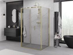 Mexen Exo-F 3S 3-oldalas összecsukható zuhanykabin 85 x 100 cm, átlátszó, arany - 816-085-100-50-00-3S
