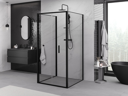 Mexen Exo-3S cabina de duș pliabilă cu 3 pereți 90 x 90 cm, transparentă, neagră - 816-090-090-70-00-3S