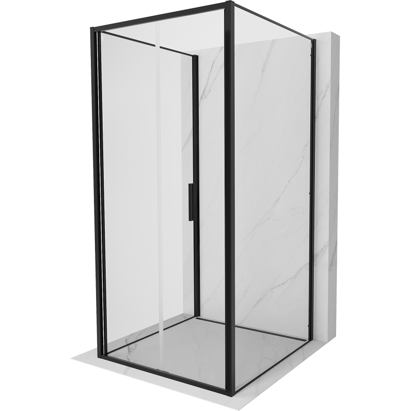 Mexen Exo-3S 3-oldalú összehajtható zuhanykabin 95 x 95 cm, átlátszó, fekete - 816-095-095-70-00-3S