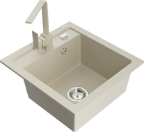 Mexen Vito chiuvetă granit 1-cameră cu bateria de bucătărie Rita, bej - 6503-69-670300-69