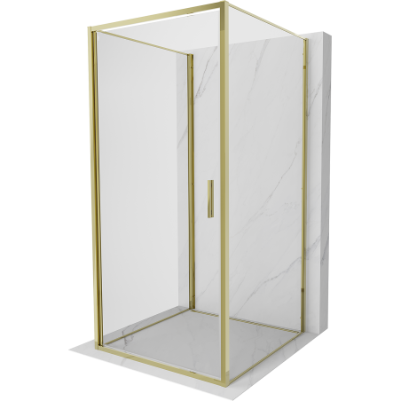 Mexen Exo-B 3S cabina de duș cu 3 pereți rabatabilă 75 x 75 cm, transparentă, aurie - 817-075-075-50-00-3S