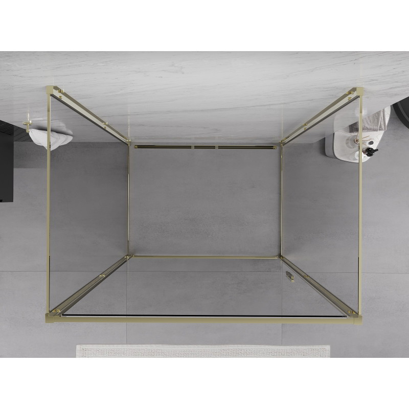 Mexen Exo-B 3S cabina de duș cu 3 pereți rabatabilă 90 x 70 cm, transparentă, aurie - 817-090-070-50-00-3S