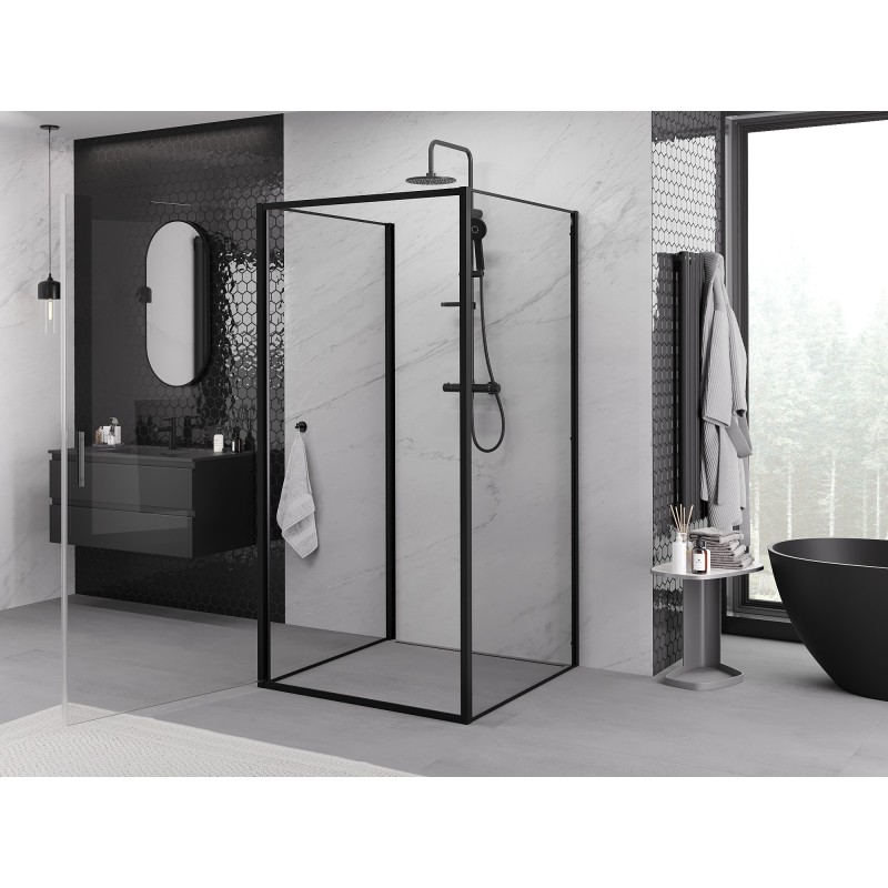 Mexen Exo-3S cabina de duș cu 3 pereți batantă 85 x 85 cm, transparentă, neagră - 817-085-085-70-00-3S