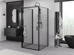 Mexen Exo-B 3S cabina de duș cu 3 pereți, rabatabilă, 95 x 95 cm, transparentă, neagră - 817-095-095-70-00-3S