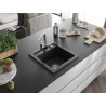 Mexen Vito chiuvetă de granit cu 1 compartiment și baterie de bucătărie Rita, negru - 6503-77-670300-00