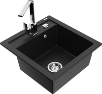 Mexen Vito chiuvetă granit cu 1 compartiment și baterie de bucătărie Rita, negru - 6503-77-670300-00