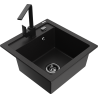 Mexen Vito chiuvetă de granit cu 1 compartiment cu baterie de bucătărie Rita, neagră - 6503-77-670300-70-B