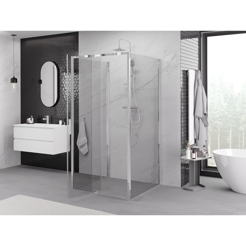 Mexen Exo-3S cabina de duș cu 3 pereți, rabatabilă, 120 x 120 cm, transparent, crom - 819-120-120-01-00-3S