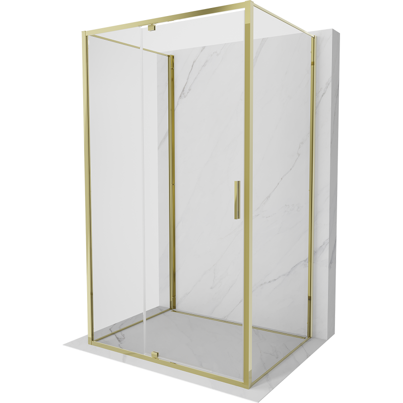 Mexen Exo-3S cabina de duș cu 3 pereți, rabatabilă 145 x 75 cm, transparentă, aurie - 819-145-075-50-00-3S