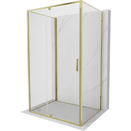 Mexen Exo-3S cabină de duș cu 3 pereți rabatabilă 100 x 80 cm, transparentă, aurie - 819-100-080-50-00-3S