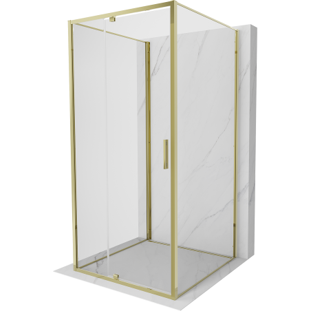 Mexen Exo-3S 3-falú zuhanykabin 90 x 90 cm, átlátszó, arany - 819-090-090-50-00-3S